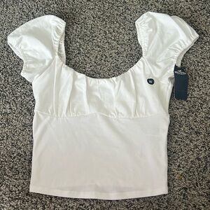 NWT Hollister White Puff Cap Sleeve Crop Top Size XS